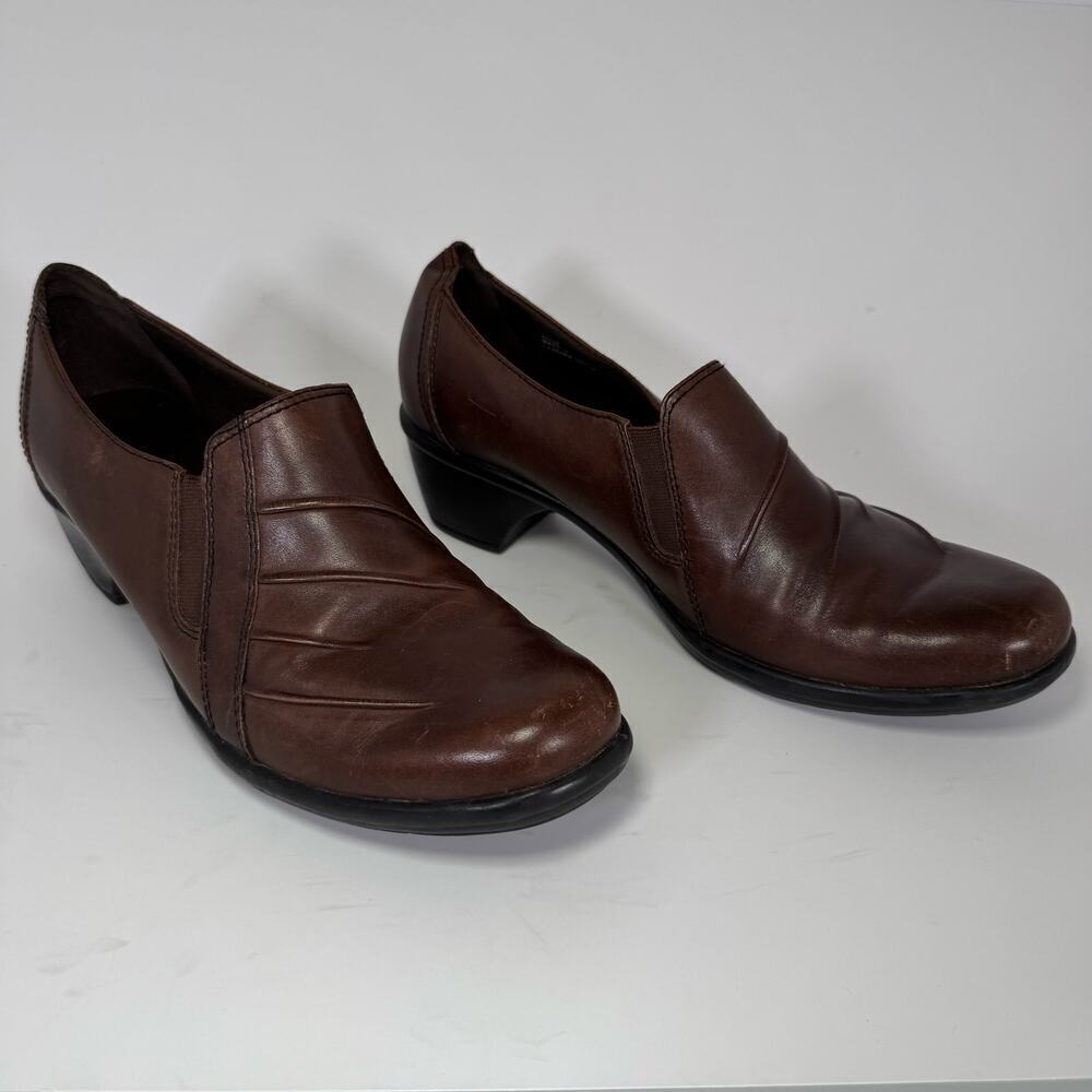 Clarks 89488 Slip On Casual Comfort Patridge Brown Leather Shoes Women Size 8.5 - Picture 2 of 7